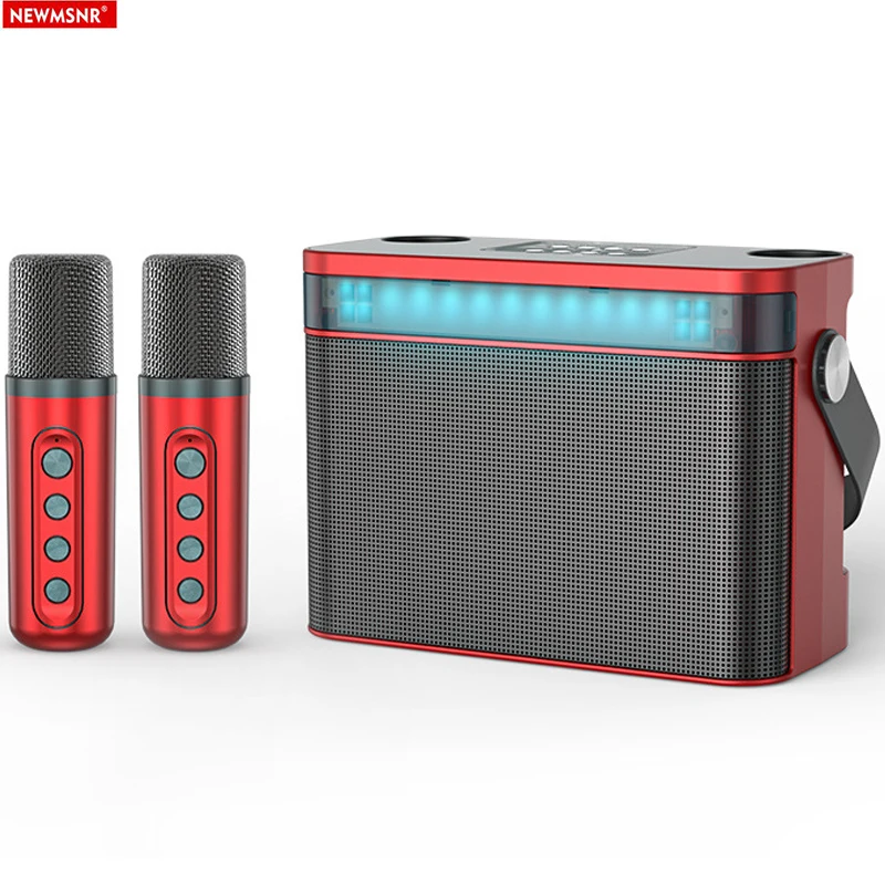 

Мощный Bluetooth-динамик с 2 микрофонами, объемный звук, бас, RGB-подсветка, портативный сабвуфер, семейная караоке-машина, рождественские подарки