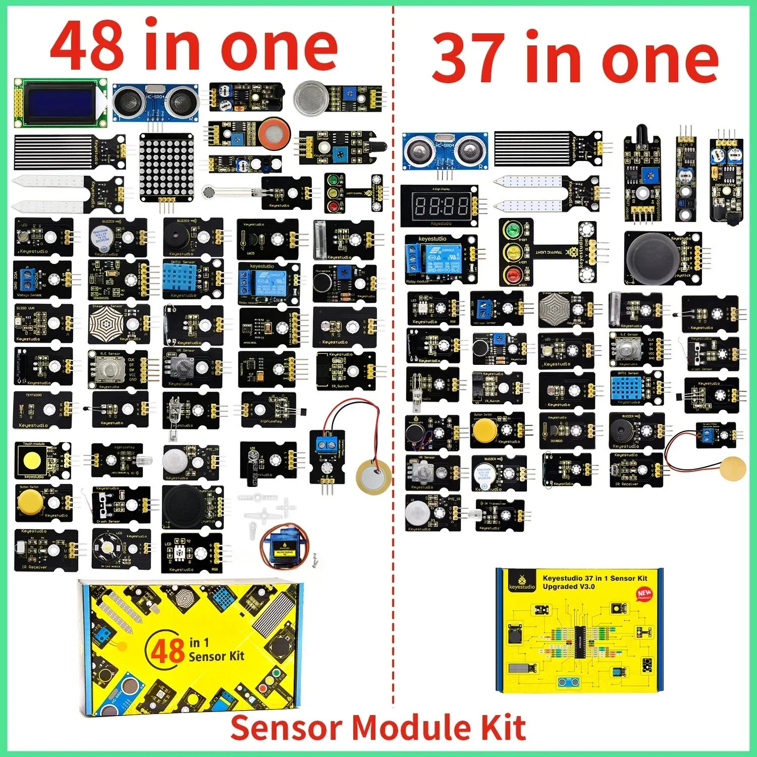 Keyestudio 37/48 In 1 Sensor Module Kit DIY Toys Gift Box For Arduino Starter Sensor Kit With Tutorial STEM Kids Programming Kit