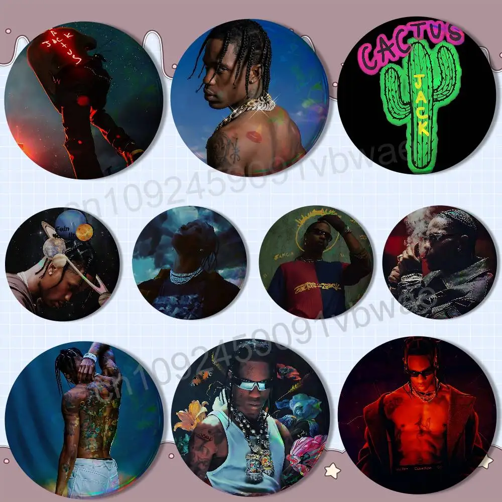 

Timeless Melody Travis Scott Badge on Backpack Clothes decoration Tinplate Round Brooch Funny Custom Gifts for Friend