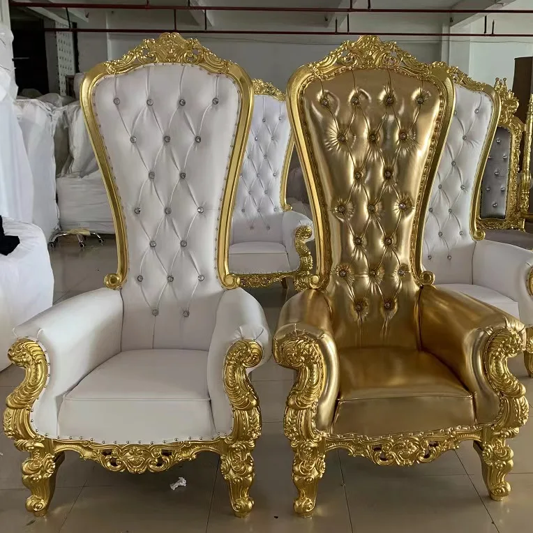 Luxury Royal Wedding Event Venue Loveseat Chair Double Throne White and Gold