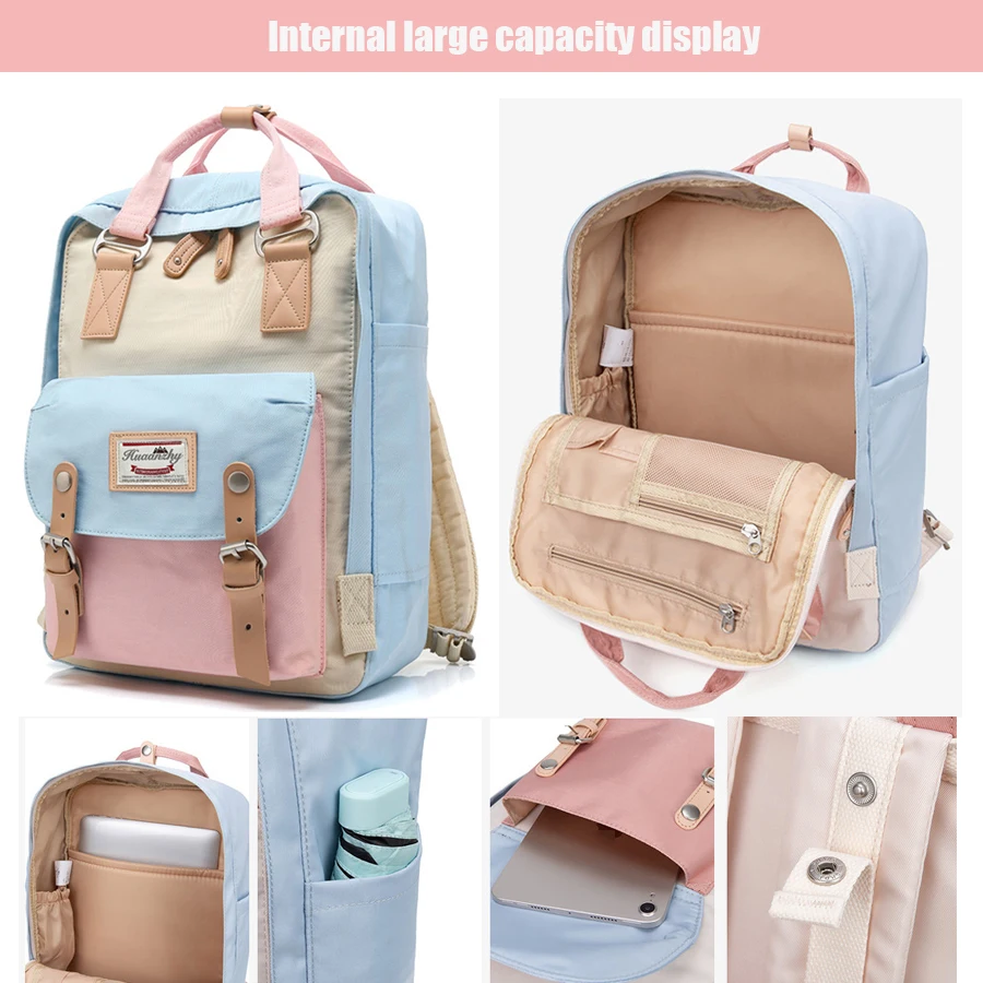 Two Size Combination Cute Mini Bag Women Backpack 14 Inch Laptop Backpacks Schoolbag For Girl Female Travel Daypack