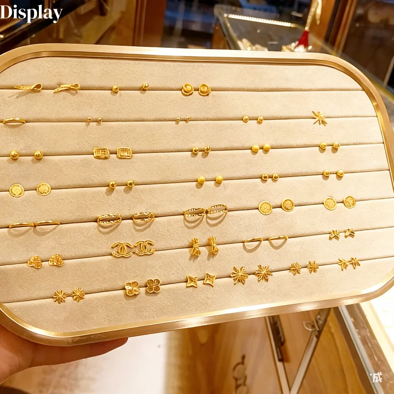 

beige Metal Jewelry Display Tray - Minimalist & Elegant for Rings, Necklaces & Bracelets