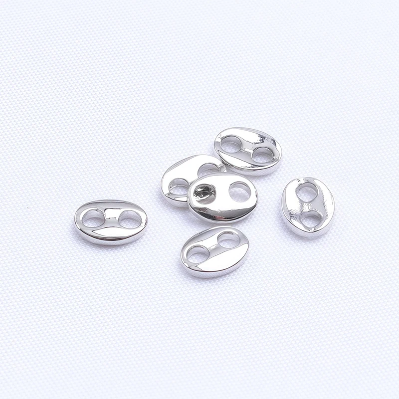 50pcs Copper Double Hole Metal Connecting Buckle For Jewelry Making Gold Silver Color Pig Nose Button DIY Bracelet