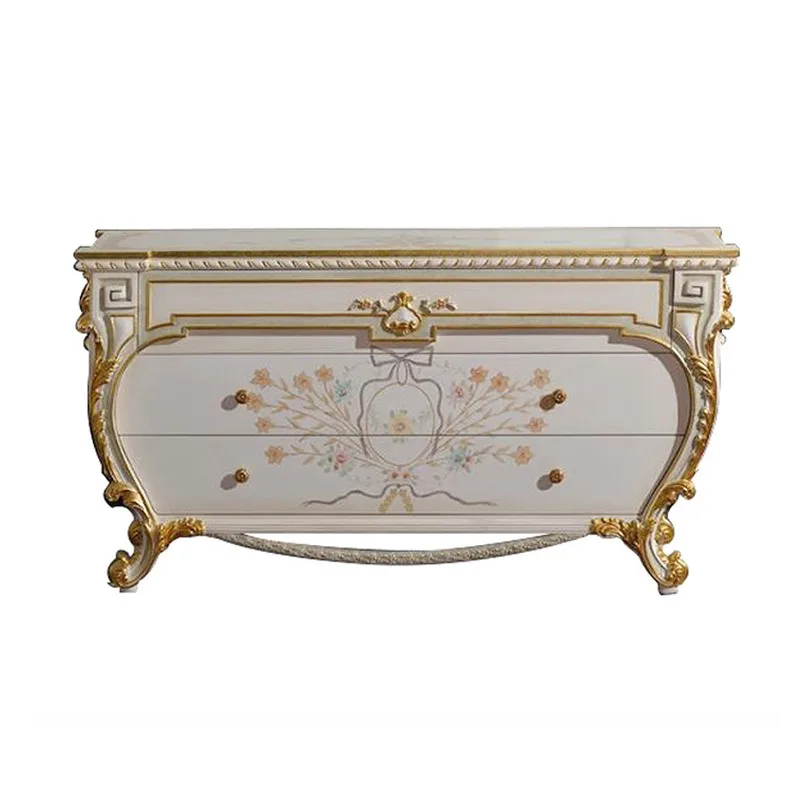 

Furniture Carved Painted Color Entrance Cabinet European Elegant Villa Living Room Bedroom Decorative Cabinet Furniture