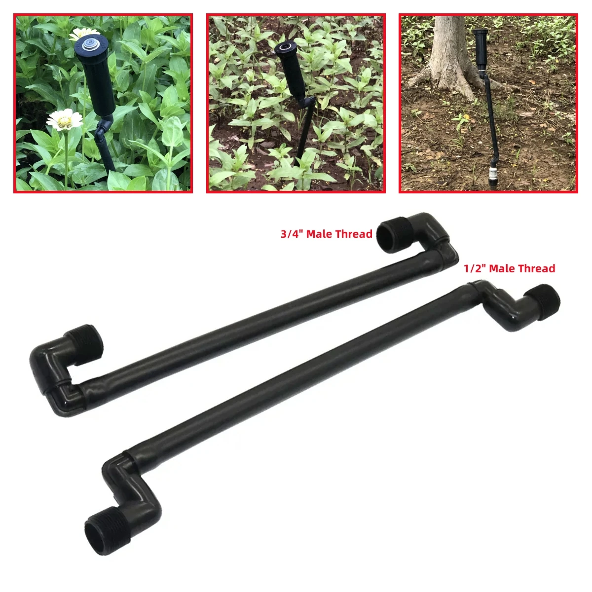 

1/2" 3/4" Double Male Thread Universal Rotation Sprinkler Joint PE Swing Frame For Garden Irrigation Pop-up Spraying Nozzle 5Pcs