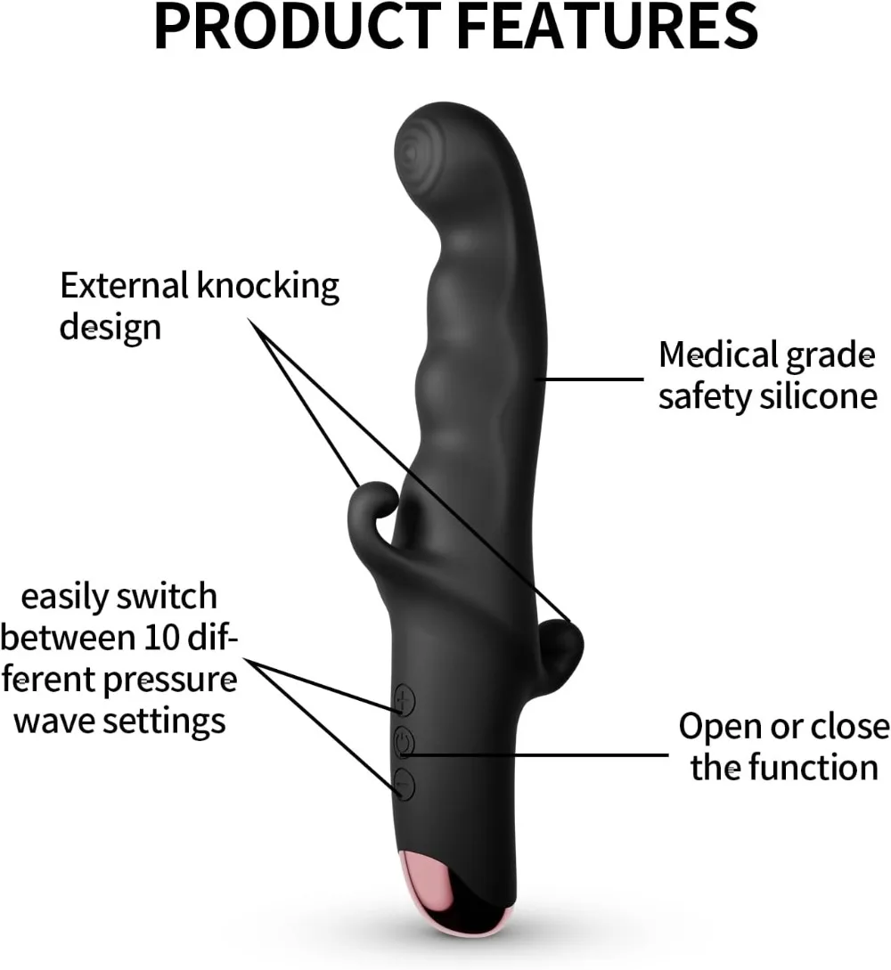 Consolador negro con vibración fuerte, vibrador de doble vibración, 10 frecuencias de vibración, alcance del orgasmo después de alcanzar el clímax