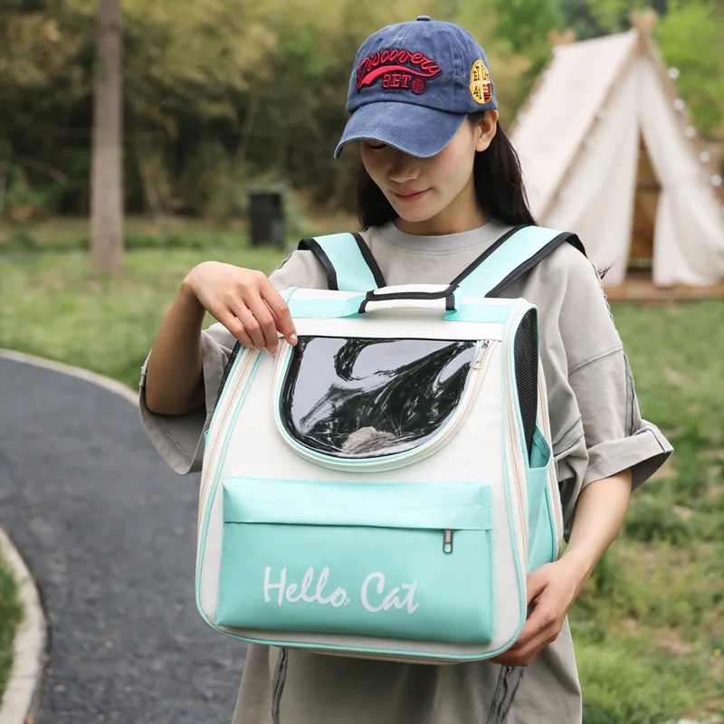 Mochila transportadora plegable para gatos transpirable con correa - imagen 3