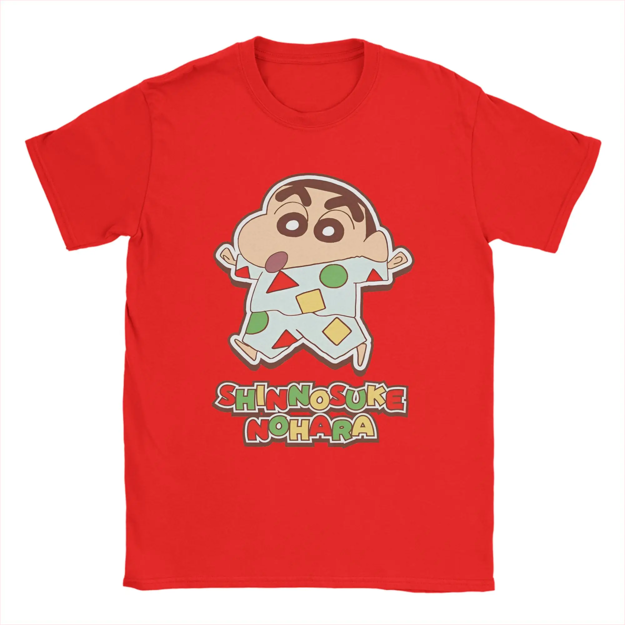 Novelty Happy Crayon Shin-chan Anime T Shirt Men's O-neck Short Sleeve Clothes  100%Cotton Summer Tops
