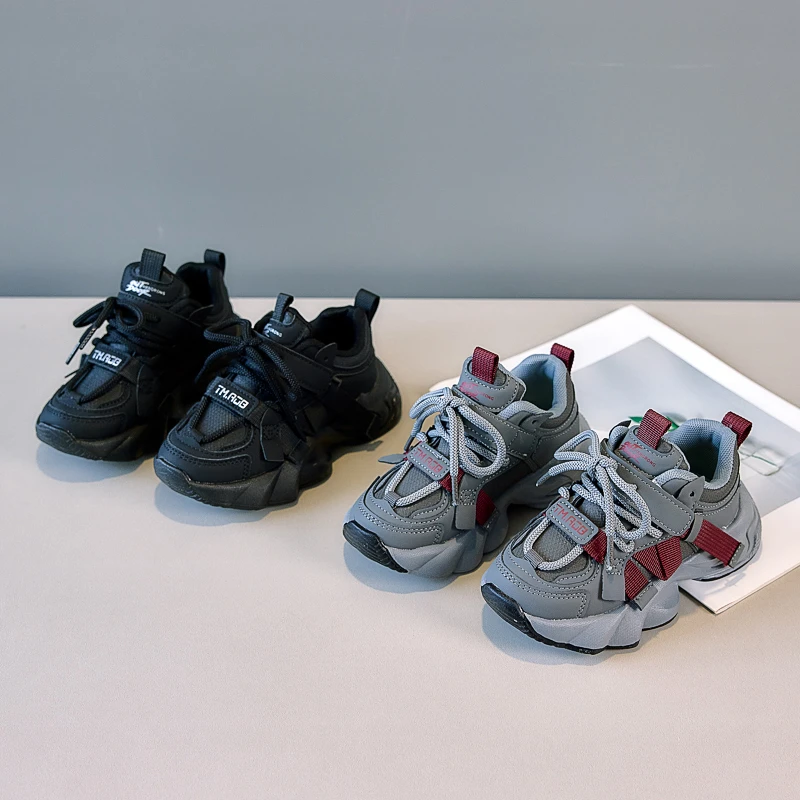 Autumn Children Clunky Sneakers Outside Boys Breathable Running Shoes Girls Fashion Thick Sole Shoes Baby Kindergarten Sneakers