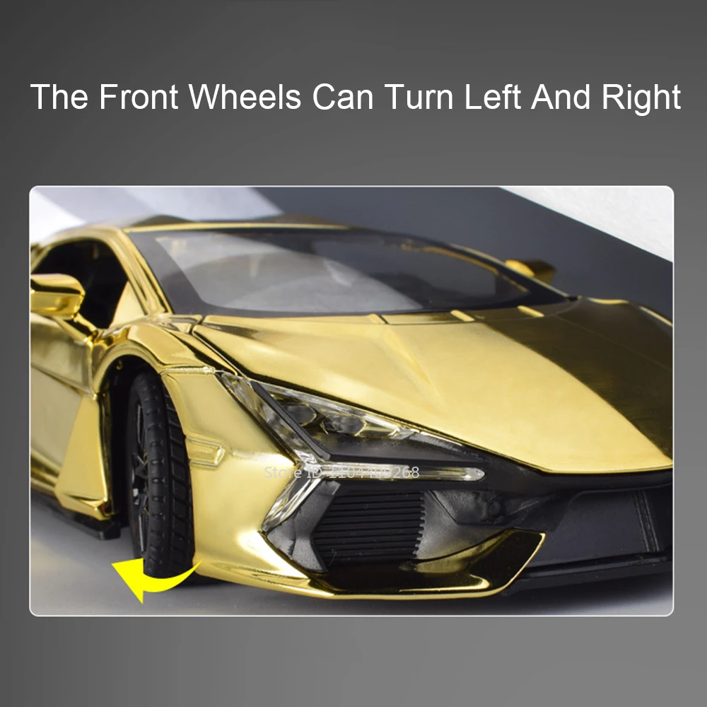 Model samochodu Revuelto SCV12 w skali 1:24, zabawka, wysoka jakość symulacji, metalowy odlew, dźwięk, światło, auta z napędem pull-back, modele dla chłopców, kolekcja.