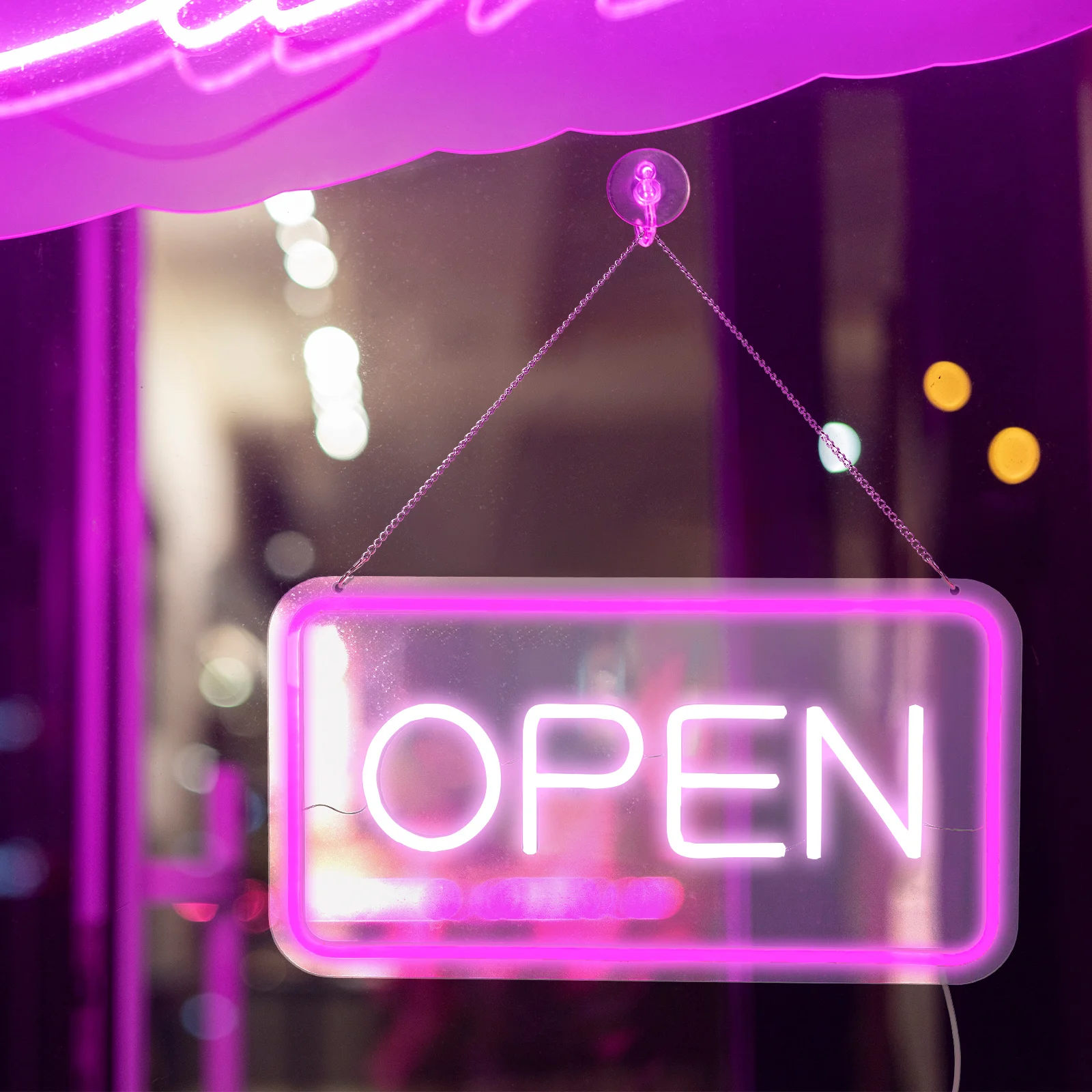 1Set Decorative LED Open Sign High Visibility Illuminated Commercial Door Sign for Business Window Wall Display with Dimmer