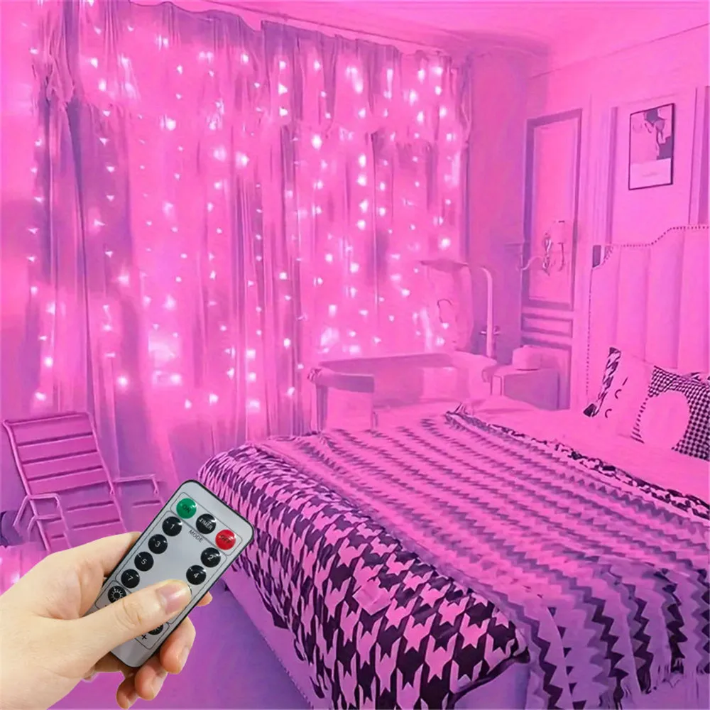 

LED Curtain Light USB with Remote Control Holiday Christmas Decorations for Home Wedding Birthday Bedroom Halloween Party Lights