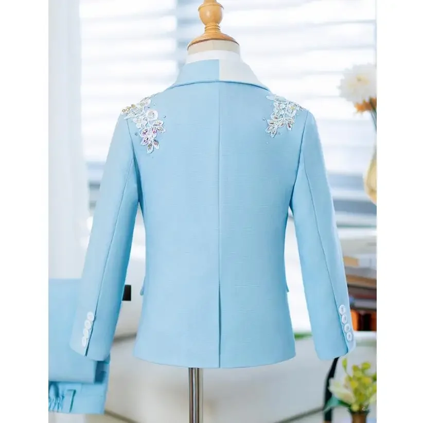 Children\'s Suit Set New High-End Handmade Flower Boy Host Piano Performance Blazer Traje De Niño Para Boda Boys Suits A3755