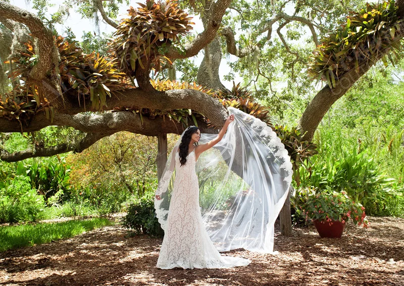 Bridal Wedding Extra Long Trailing Lace Veil Simple Church 2-layer Veil