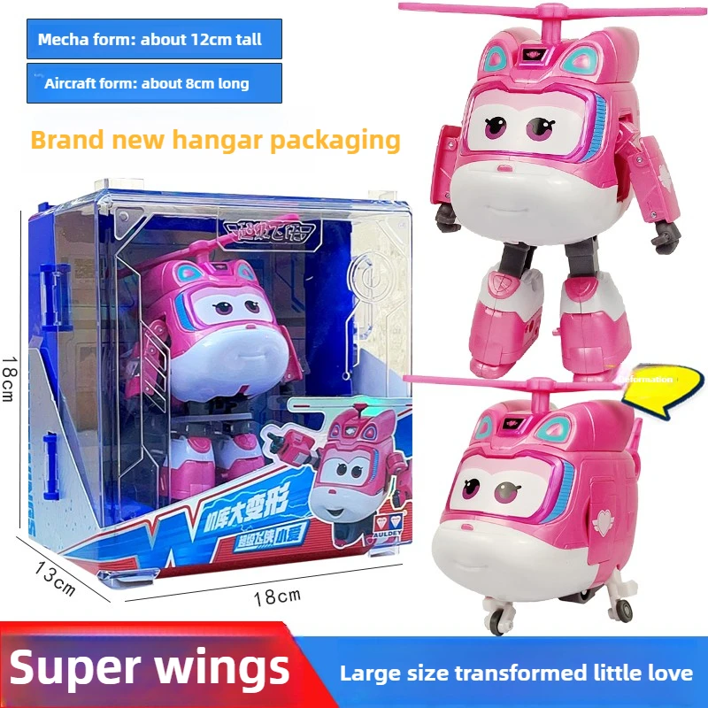 AULDEY Super Wings grand ensemble de transformation, robots Jett & Dizzy, emballage Hangar, jouets sous licence officielle, ensemble de hangar transformant