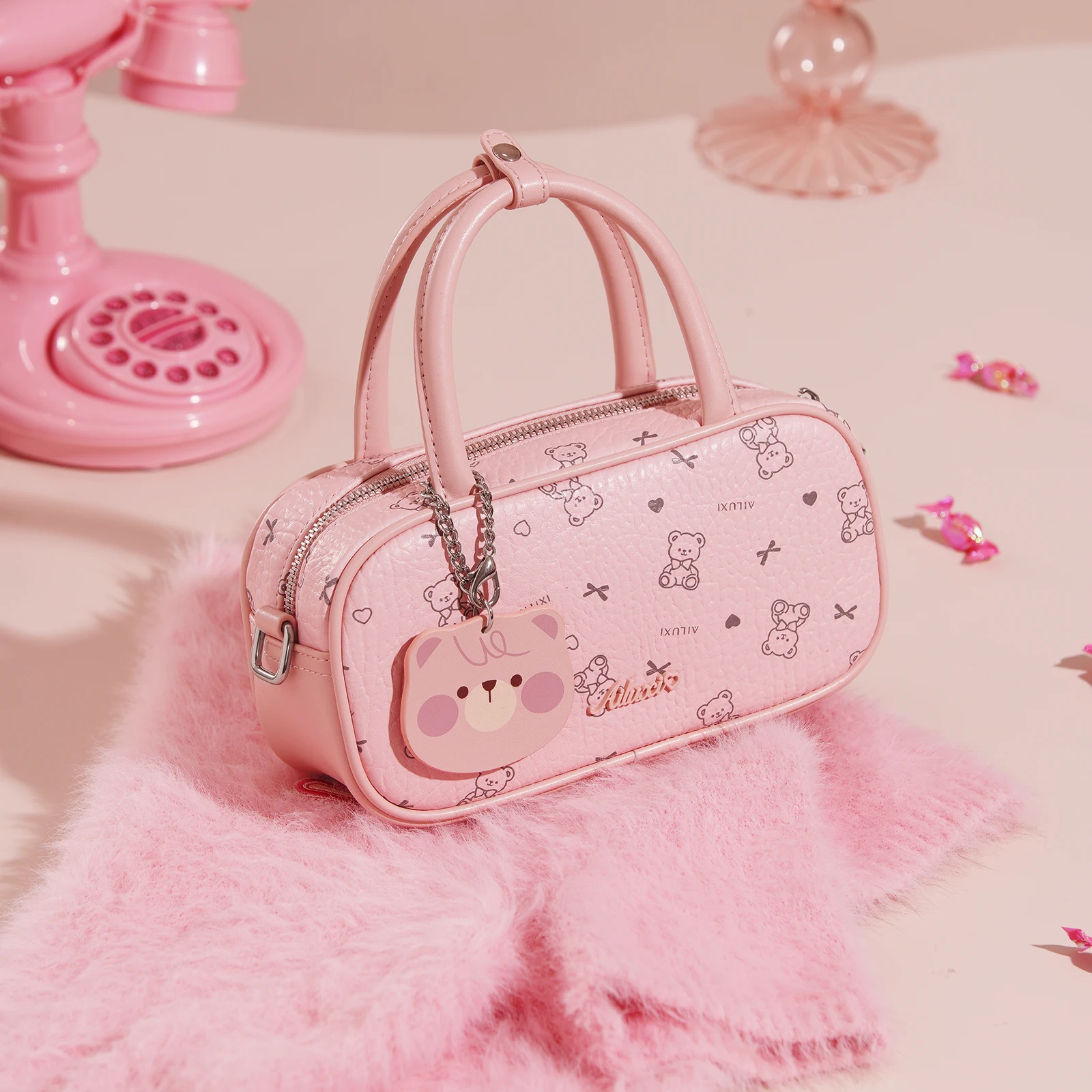 

AILUXI женская сумка Boston розовая оригинальная дизайнерская сумка через плечо милая сумка для боулинга для девочек подарок на день рождения в школу