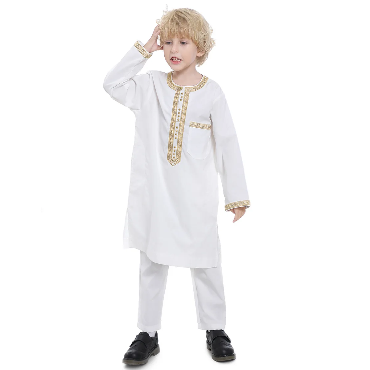 Middle Eastern Teenage Boys Embroidered Robe Set, TH878