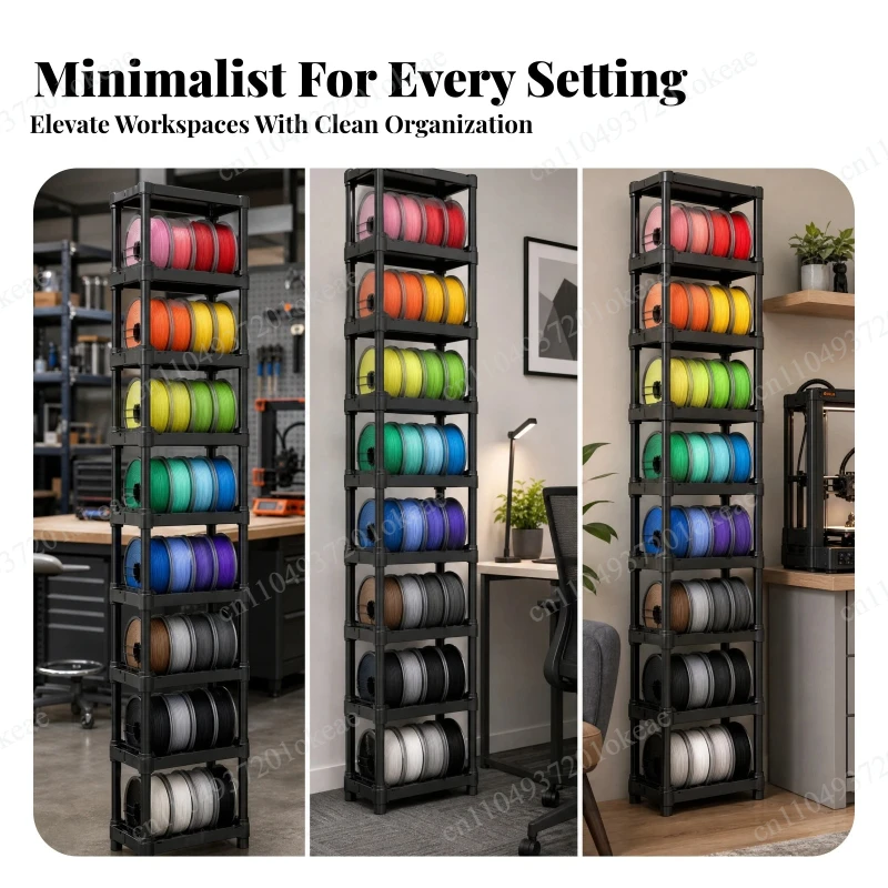 Printer Filament Storage Rack Multi-Level 9-Tier Spool Rack Freestanding Filament Organizer Vertical