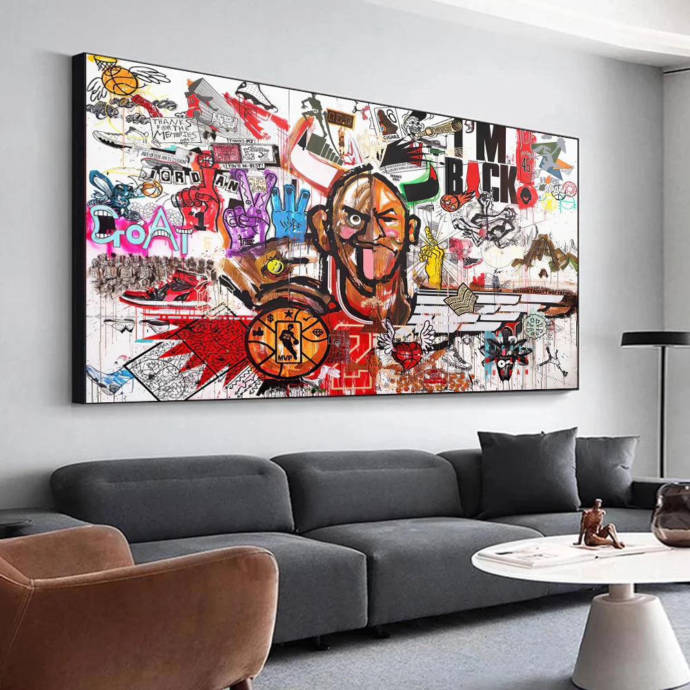 Street Graffiti Basketball Stars Abstract Wall Art Poster Prints Living Room Home Decor Canvas Painting Murals Pictures Artwork