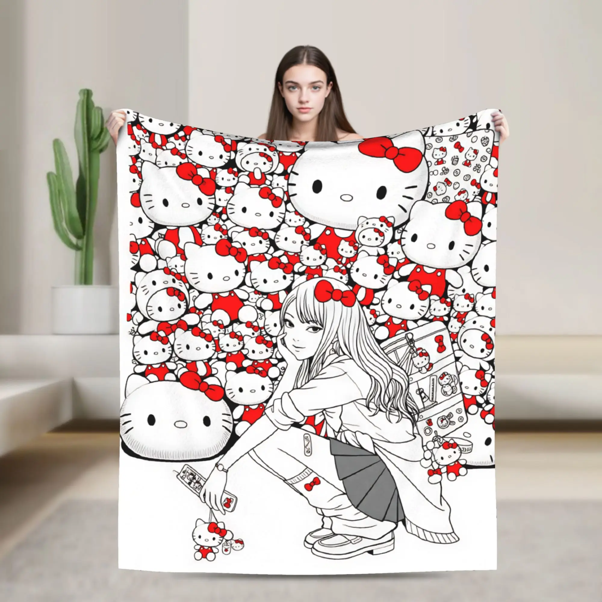 Kawakami Tomie Junji Ito Blankets  Super Warm Funny Plush Throw Blanket For Home Decor Travel Office Flannel Bedspread Bed Cover