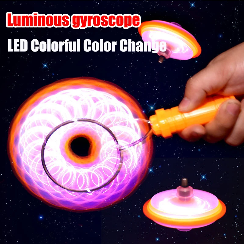 Magnetic Spinning Top Colorful Luminous Gyroscope LED Lights Show Fun Sports Toys Rotating Handle Child Classic Toy Gifts