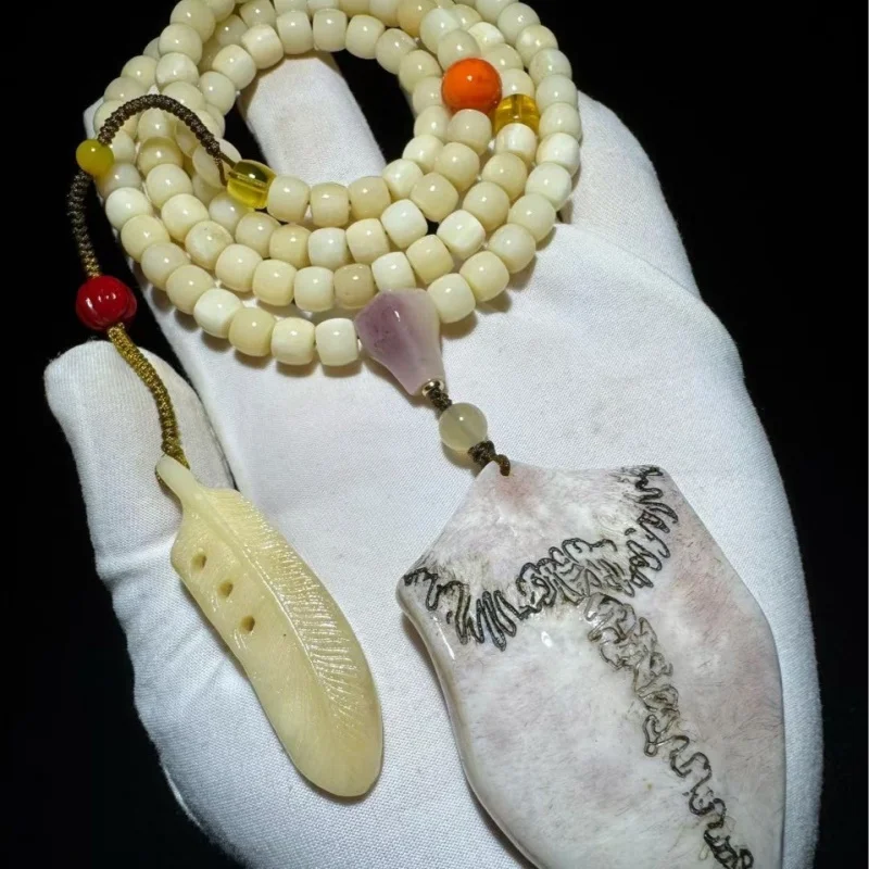 Natural camel bone beads paired a deer antler 