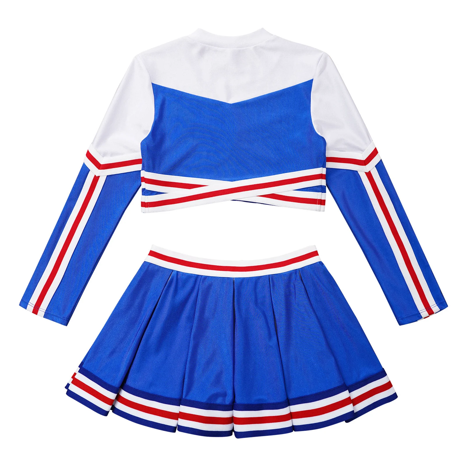 Uniforme de pom-pom girl à manches longues et col montant pour filles, ensemble de jupe plissée en Y imprimée, costume de danse de pom-pom girl pour enfants