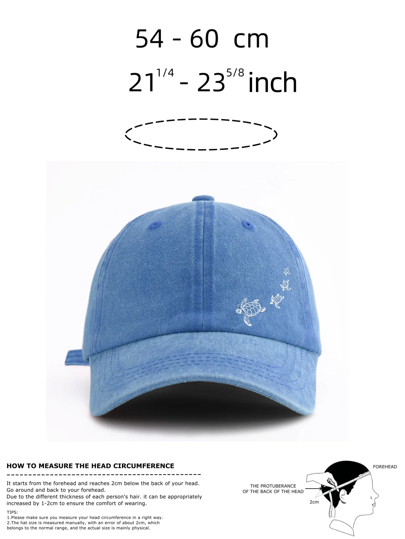 1pc Turtle Print Washed Baseball Cap for Adults,Minimalist Retro Style Casual Soft Adjustable Dad Hat,Perfect As Gift