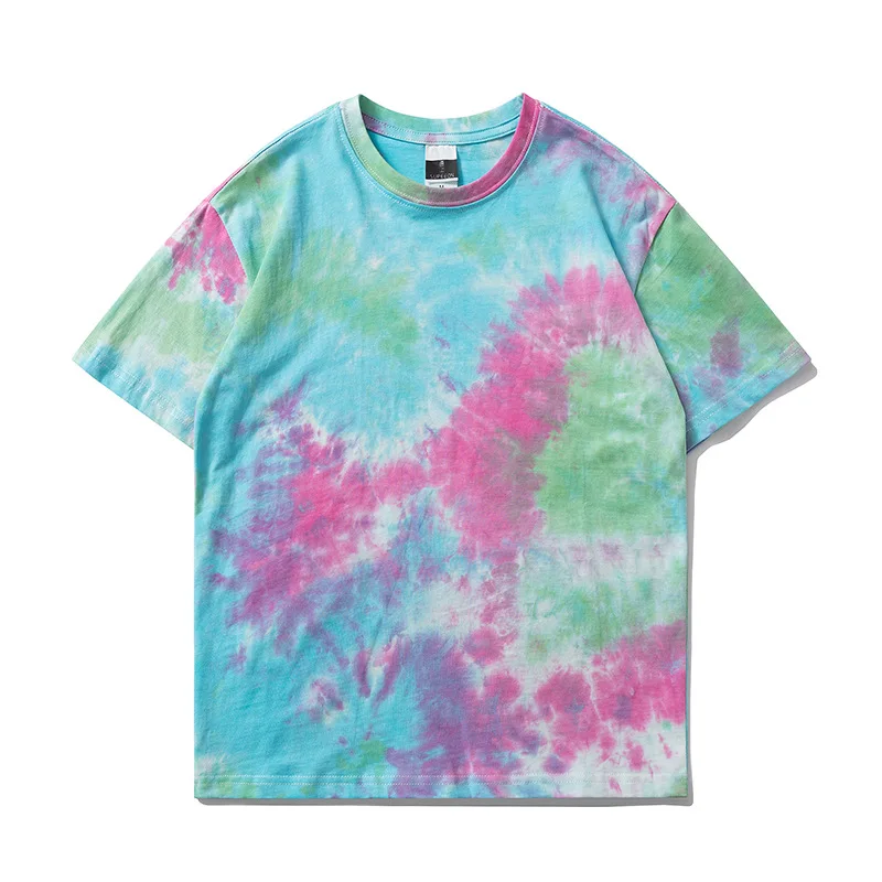 Fashion Tie Dyed Tshirt Instagram EuropeanAmerican Fashion Brand Gradient Short Sleeve Women Summer Korean Loose Top Streetwear