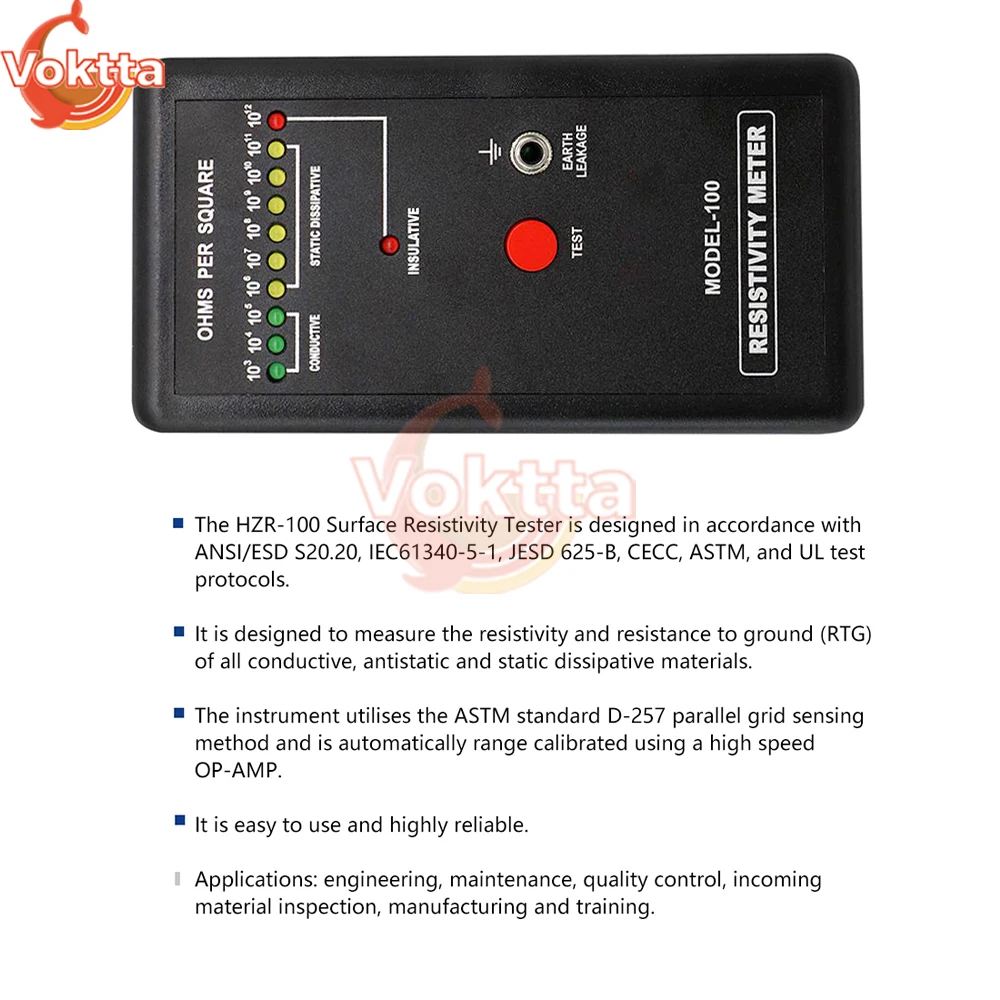 Wyświetlacz LED ESD Tester rezystancji powierzchniowy antystatyczny rezystancyjny miernik OHM miernik rezystancji elektroenergetyczny Tester