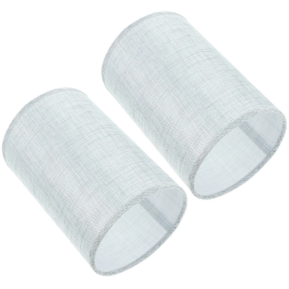 

2pcs Round Table Lampshade E27 Linen Light Covers Grey Decorative Bedroom Living Room Floor Shades Replacement
