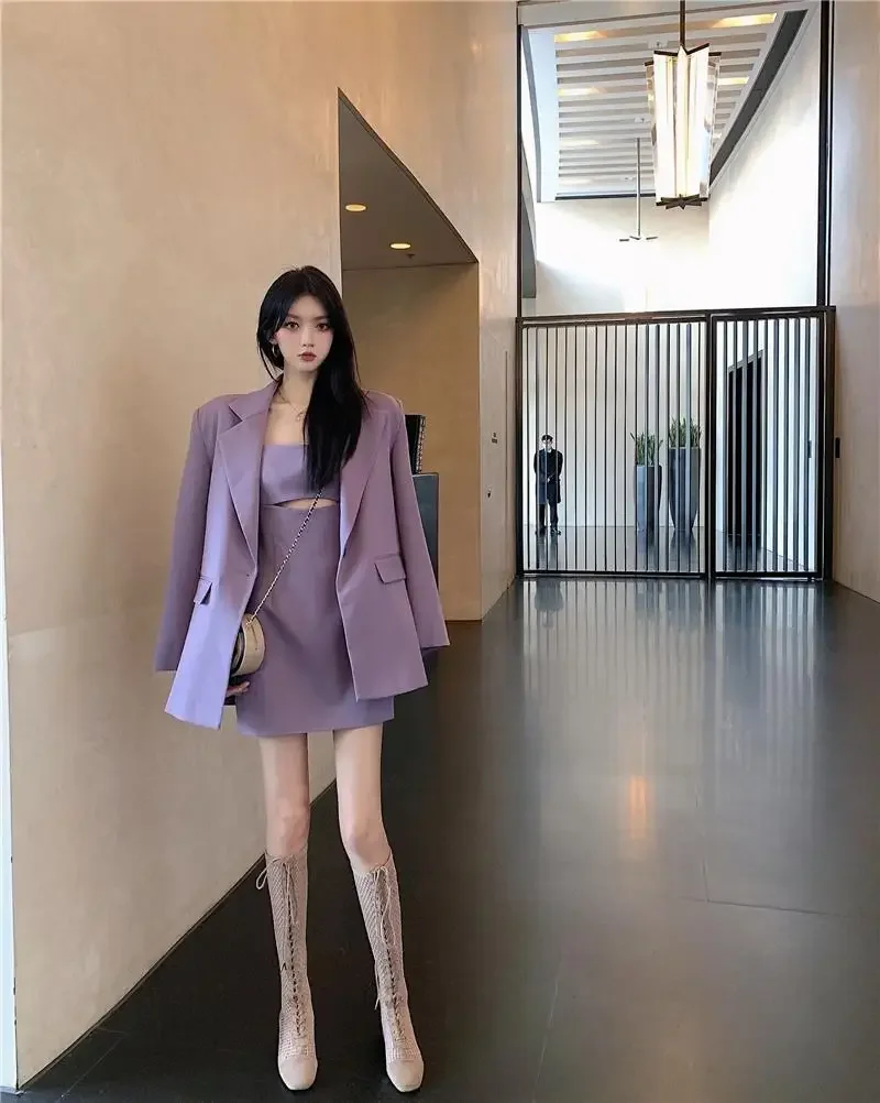 Blazers Female Summer Women'S Suit Youthful Zipper Collar Extra-Long Splited Pattern Pleats Topcoat Aura Welt Wrap-Around Row