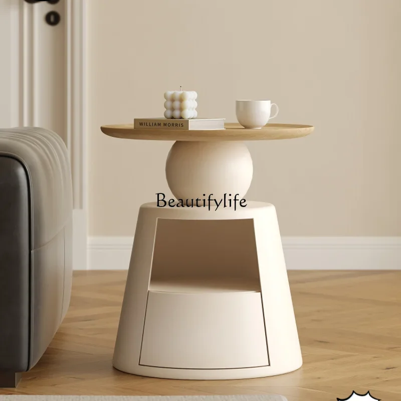 

LD6Nordic Log Living Room round Sofa Side Table Light Luxury Advanced Modern Minimalist Corner Table
