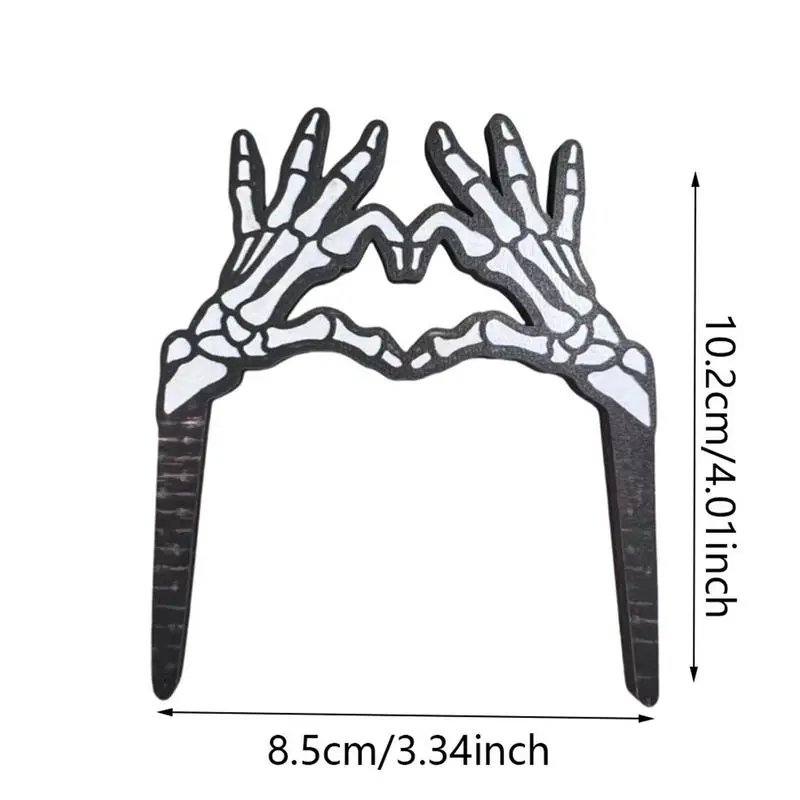 Śmieszne drewniane znaczniki roślin ręka z czaszką kołki sadzarki ozdobne do doniczek miłość gest znak sadzarki Halloween przyjęcie świąteczne znak