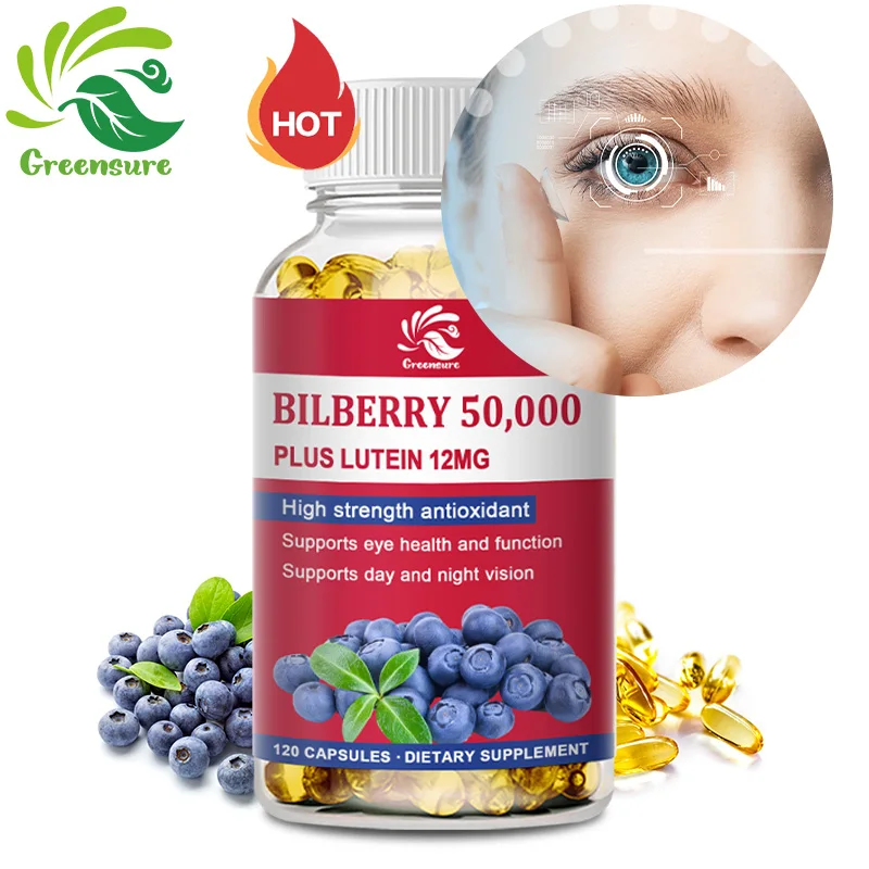 

Капсулы черники 50000 мг с лютеином 12 мг — зрение глаз — здоровье сердечно-сосудистой системы — снятие стресса — витаминная пищевая добавка