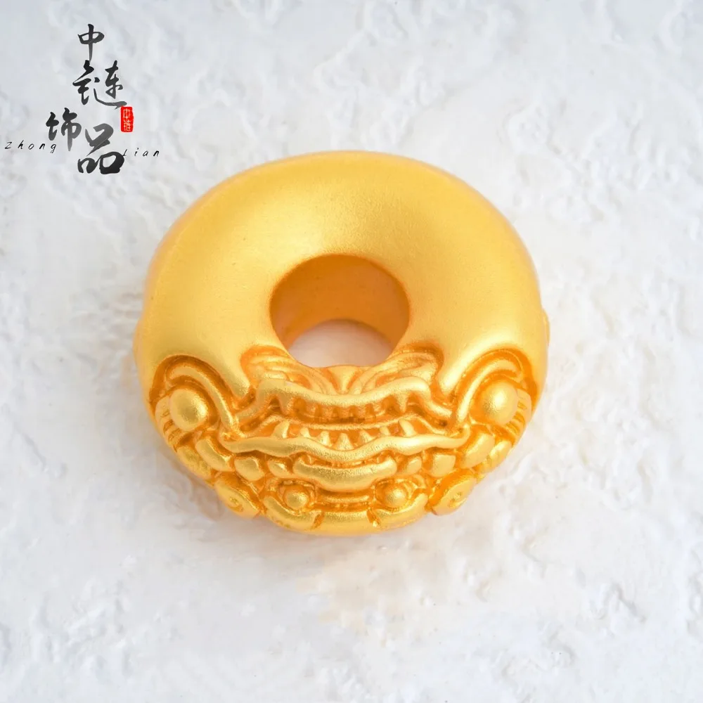 Pixiu peace buckle diy accessories high color - preserving swallowing gold animal pendant key chain 9999gold