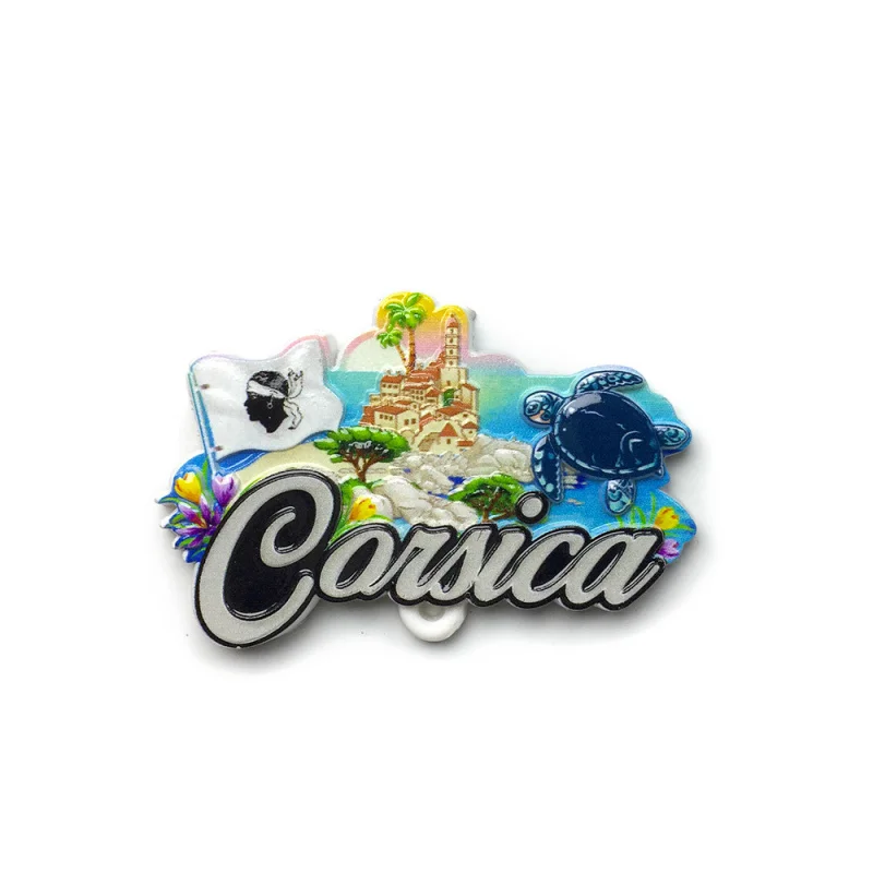 Corsica France Landscape 3D Resin Fridge Magnet - Calvi Citadel & Moor Head Flag Aimants Frigo Cute Home Decor Items