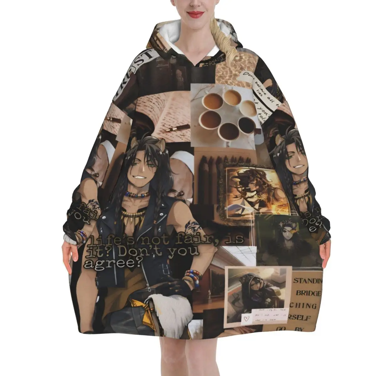 Oversized Twisted Wonderland Leona Kingscholar Wearable Blanket Gifts for Women Men Ultrasoft Plush Warm Sweatshirt Blankets