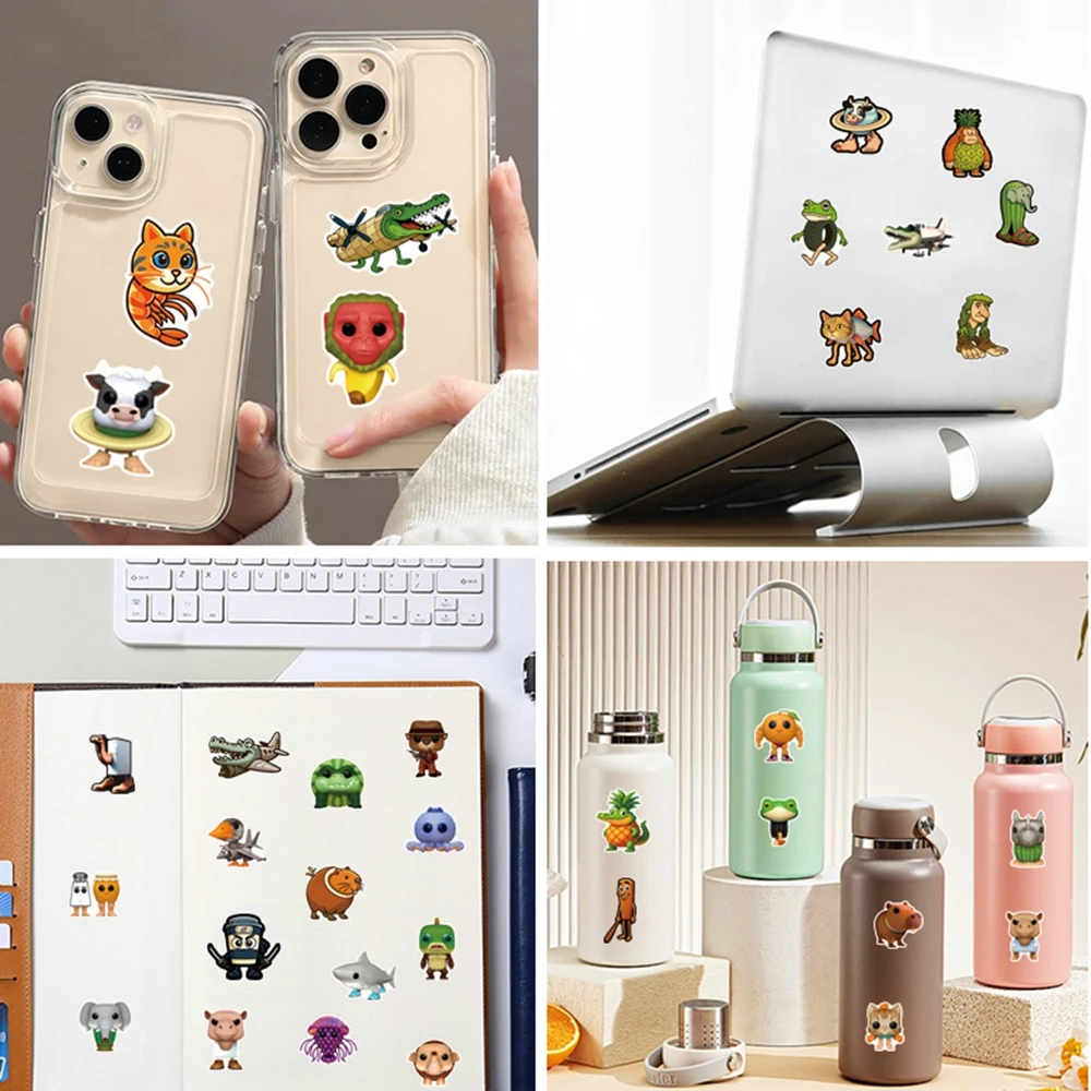 55pcs Italian Brainrot Funny Stickers Pack Tung Tung Tung Sahur Abstract AI Animal Pattern Decals for Kids Laptop Water Bottles