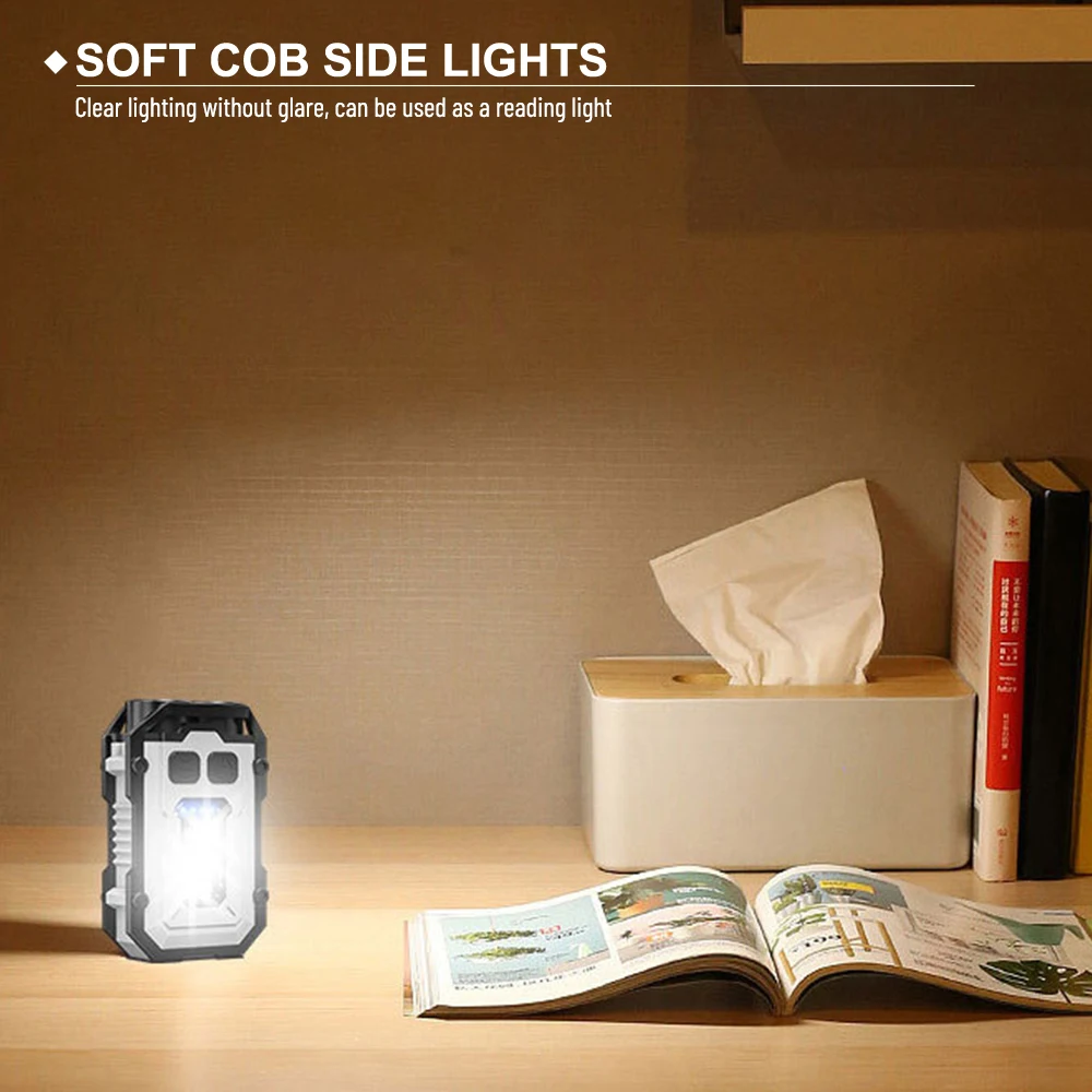 Asafee Edc Mini Flashlight Tiki Lantern Keychain Light Led Torch Work Light Canister Lamp Waterproof Rechargeable Outdoor Camp