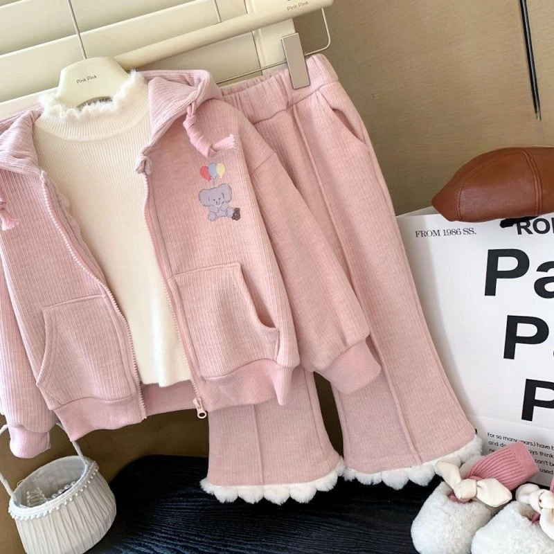 Mädchen Herbst 2-Teiliges Set – Niedliche Kapuzenjacke mit Spitzenbesatz & Freizeithose für Frühling Herbst Kleinkind Mädchenkleidung – Detail 1