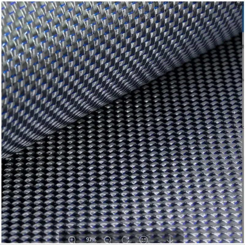 3k 200g 2x2 Plain twill real carbon fiber and metal wire mixed woven red, blue, purple, and green