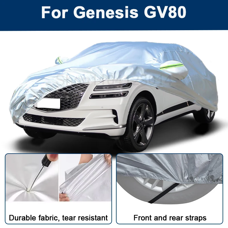 

Outdoor Full Car Cover For Genesis GV80 with Reflective Strips Waterproof Snowproof Dustproof UV Protection Auto Accessories