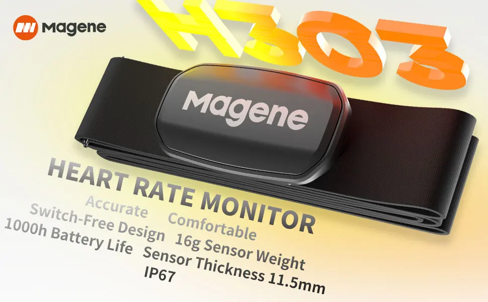 Magene H303 Herzfrequenzsensor Bluetooth ANT Upgrade HR Monitor mit Brustgurt Dual Mode Computer Fahrrad Sportband Gürtel – Detail 1