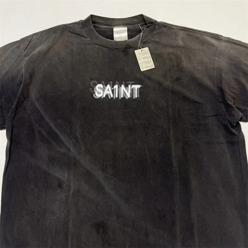 

Негабаритная футболка SAINT MICHAEL SEVEN DEADLY SS для мужчин и женщин 1:1, лучшее качество, потертые черные футболки с логотипом Saint и принтом