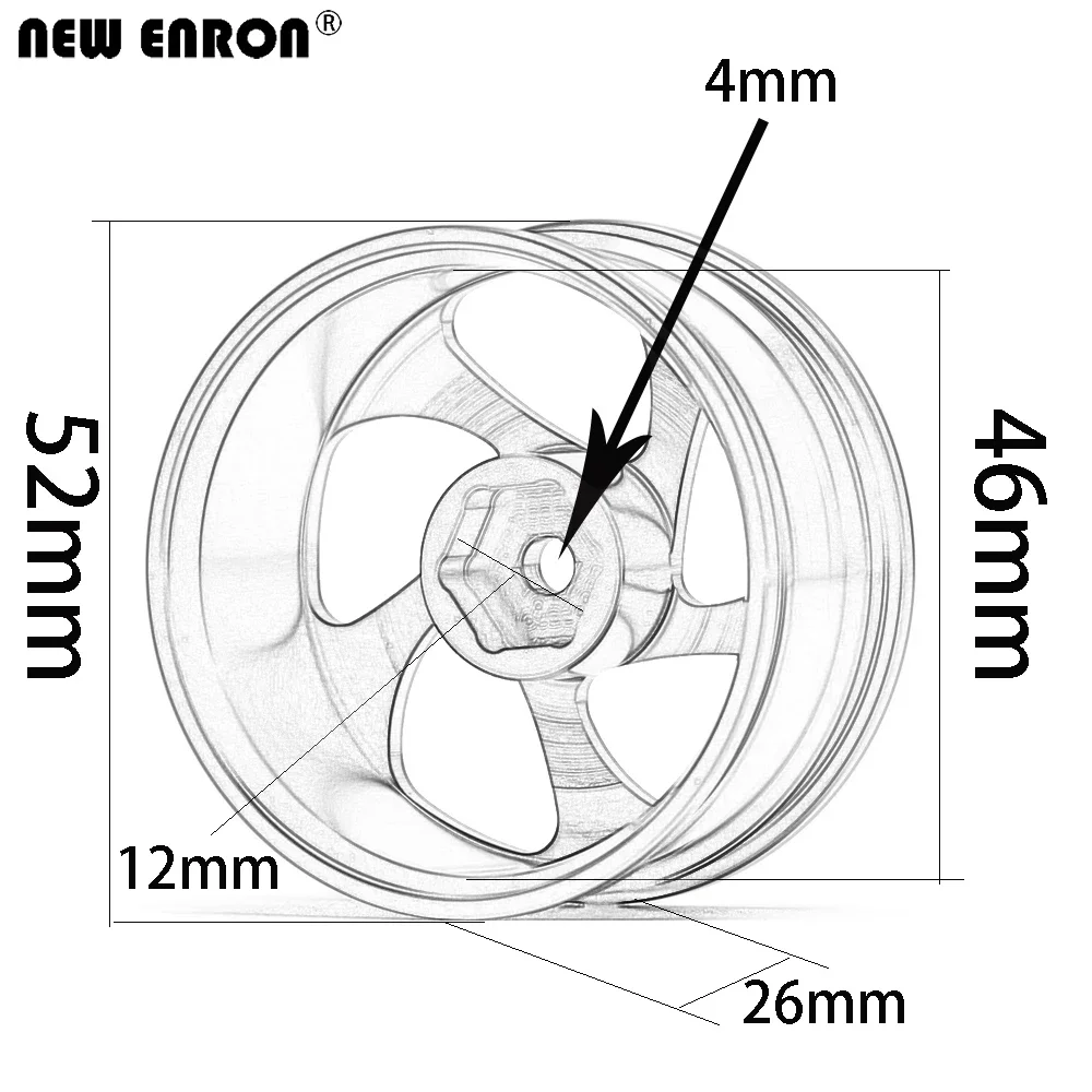 NEW ENRON Aluminum Alloy 5 Spoke 52mm Wheels Hub Rim For RC Car On-Road Drift 1:10 Tamiya Traxxas HSP HPI Kyosho RedCat SAKUR