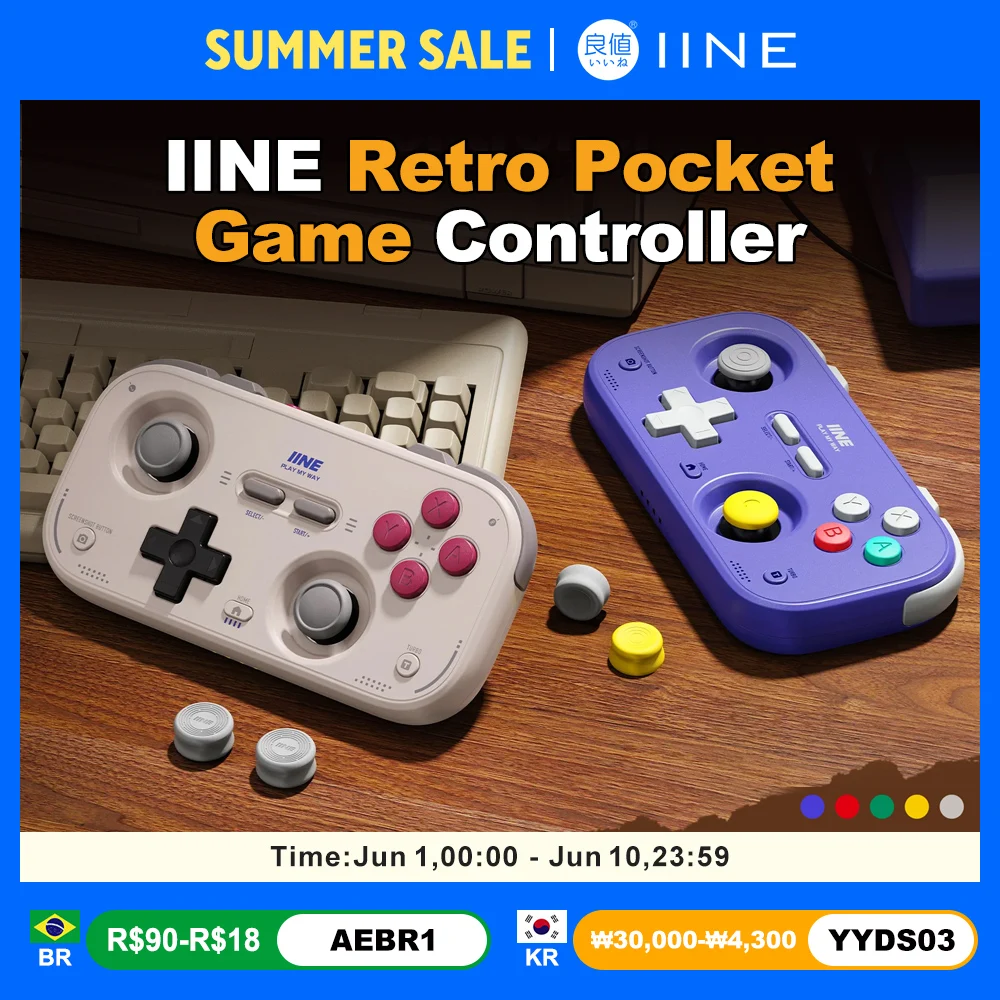 Manette de jeu portable IINE pour Nintendo Switch 2/1, Steam Deck, téléphone, voiture – Contrôleur rétro portable avec joystick à effet Hall – Version NS