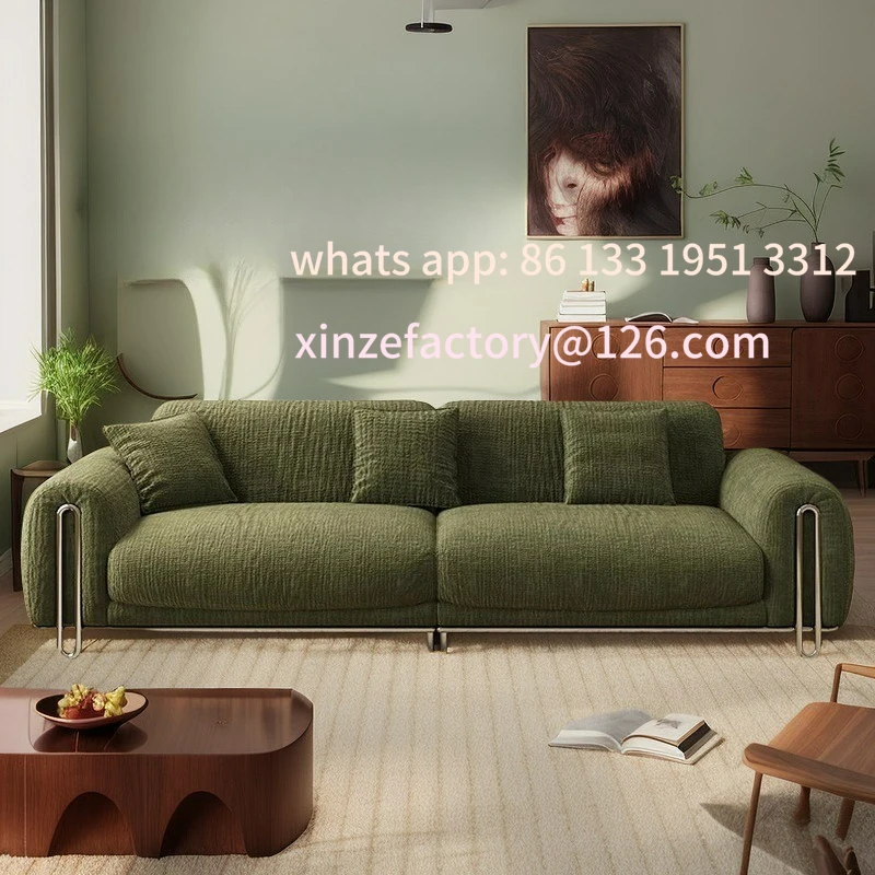 

Customizable French Vintage Chenier Fabric Sofa Straight Row Three