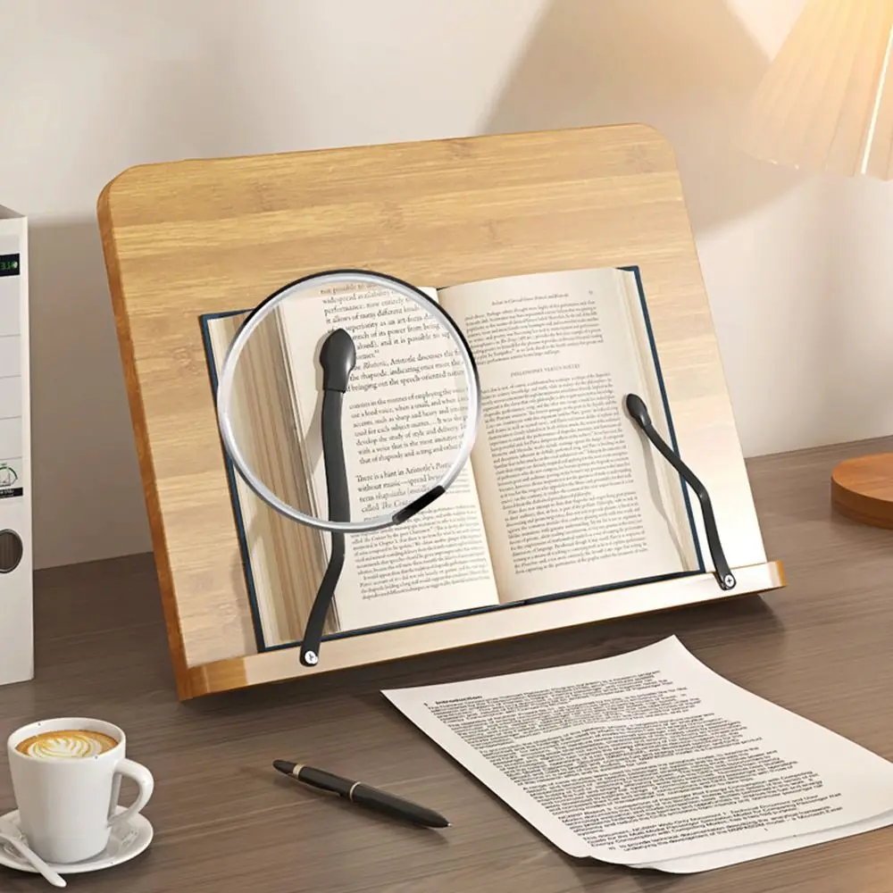 8 Adjustable Tilt Angles Wooden Book Stand Multi-Functional Comfortable Reading Reading Holder Stable Non-slip Desk Bookshelf - view 5