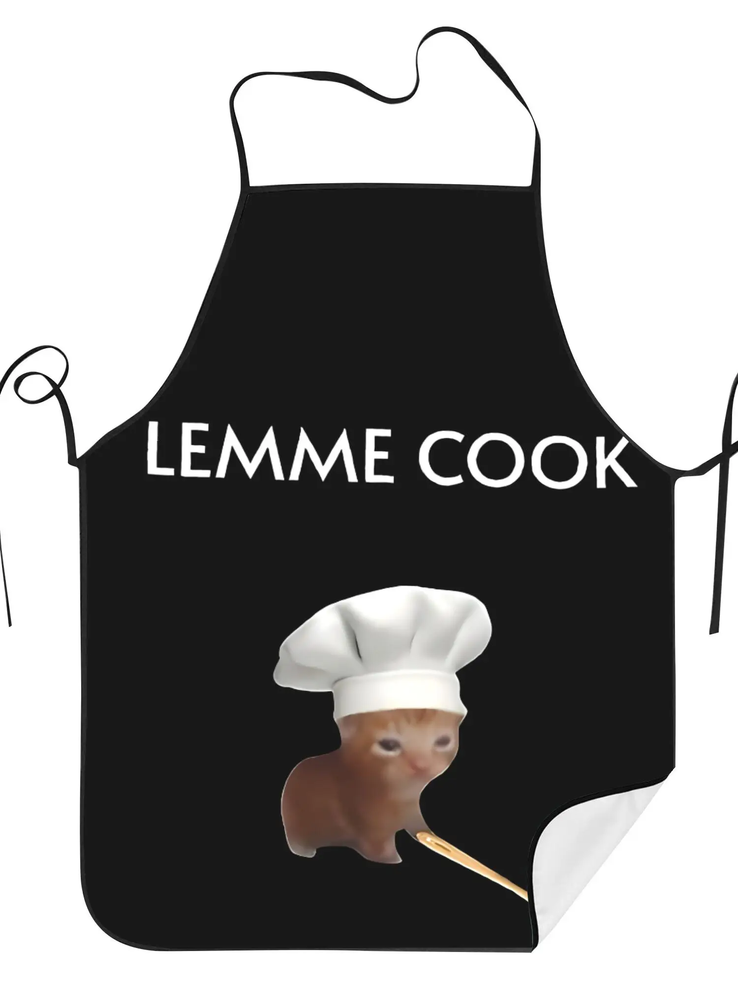 Chef Kitten Lemme Kochschürze mit Aufdruck, Katzen-Tierthema Küchenschürze für Männer und Frauen, Weiche Stoff-Kochschürze für Zuhause, 1 Stück
